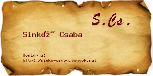 Sinkó Csaba névjegykártya